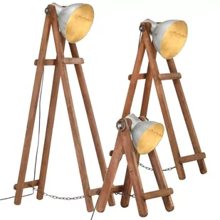 VidaXL Lampy podłogowe, 3 szt., srebrne, E27, lite drewno mango 320591 VidaXL VidaXL - Lampy sufitowe - miniaturka - grafika 1