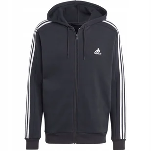 Bluza męska adidas Essentials Fleece 3-Stripes Full-Zip czarna IB4029 S - Bluzy męskie - miniaturka - grafika 1
