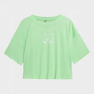 Damski t-shirt crop top do jogi 4F 4FSS22TFTSF271 - Koszulki sportowe damskie - miniaturka - grafika 1