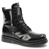 Botki damskie - Czarne Botki Tommy Hilfiger Modne Buty Damskie - miniaturka - grafika 1