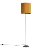 Lampy stojące - QAZQA Nowoczesna lampa podłogowa czarna z kloszem ochra-złoty 40cm - Simplo 98099 - miniaturka - grafika 1