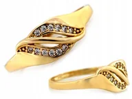 Pierścionki - Złoty pierścionek FALA cyrkonia r.16 pr 585 GRAWER - miniaturka - grafika 1