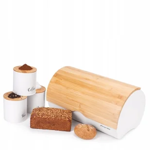 CHLEBAK BAMBUSOWY + 3 POJEMNIKI kawa herbata cukier KOMPLET ZESTAW KAMILLE - Herbata - miniaturka - grafika 1