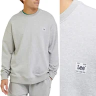 Swetry męskie - Lee CORE LOOSE SWS Sharp Grey Melee LUŹNA SZARA BLUZA Z MAŁYM LOGO XXL - miniaturka - grafika 1