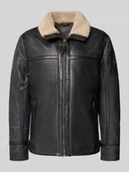 Kurtki męskie - Kurtka skórzana z owczej skóry nappa z kieszeniami zapinanymi na zamek błyskawiczny - miniaturka - grafika 1