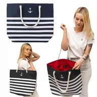 Torebki damskie - Torba plażowa marynarska żeglarska duża w paski Captain Mike L - miniaturka - grafika 1