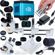 Mikroskopy i lupy - Mikroskop Stereoskopowy Trinokularowy Suwnica Kamera 4K Uhd Zestaw - miniaturka - grafika 1
