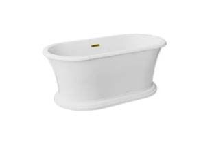 Wanna wolnostojąca Besco Ziva 160x75 cm owalna biały połysk z przelewem szczelinowym czarny WWA-160-ZSB - Wanny - miniaturka - grafika 1
