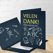 Kartki okolicznościowe i zaproszenia - KartenKuss.de 8 kart z podziękowaniem na pierwszy dzień szkoły z pasującymi kopertami, kartki z podziękowaniem na rozpoczęcie szkoły w zestawie 8 sztuk"obrazek" DAKar_001 - miniaturka - grafika 1