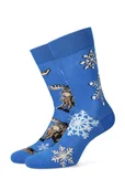 Skarpetki męskie - Lancerto, Skarpety niebieskie świąteczne w renifery i śnieżynki, rozmiar 40/43 - miniaturka - grafika 1