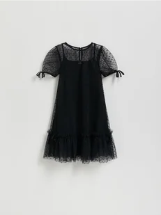 Reserved - Sukienka w groszki - czarny - Sukienki i spódniczki dla dziewczynek - miniaturka - grafika 1