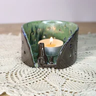 Świeczniki - Świecznik ceramiczny - Kotek i ptaszek - miniaturka - grafika 1