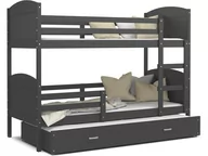 Łóżka dla dzieci i młodzieży - Łóżko piętrowe 200x90 szare MATEUSZ 3 - miniaturka - grafika 1
