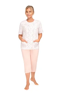 PIŻAMA DAMSKA M POMARAŃCZ W KWIATY KRÓTKI RĘKAW SPODNIE 3/4 BAWEŁNA - Piżamy damskie PIŻAMA DAMSKA M POMARAŃCZ W KWIATY KRÓTKI RĘKAW SPODNIE 3/4 BAWEŁNA - Piżamy damskie - miniaturka - grafika 1