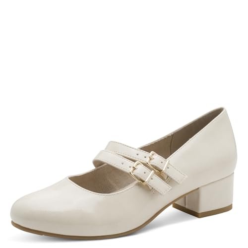 Jana Damskie czółenka z paskiem, wegańskie 8-24366-45, czółenka Ivory Patent, 39 EU