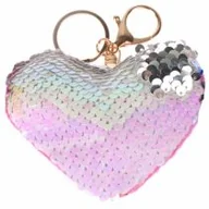 Breloki - Brelok serce z cekinami, jasny róż clipstar - miniaturka - grafika 1