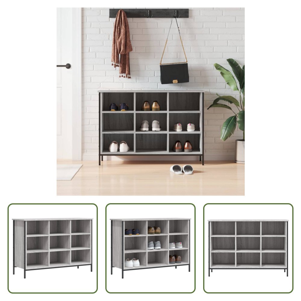 The Living Store Stojak na buty szary Sonoma 100x35x70 cm Materiał drewnopochodny