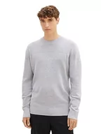 Swetry męskie - TOM TAILOR Denim sweter męski, 15398 – Light Stone Grey Melange, XS - miniaturka - grafika 1