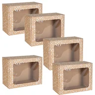 Zestawy upominkowe - Prostokątne pudełko fasonowe z okienkiem, pudełko prezentowe z białym nadrukiem geometrycznym 25x20x10 cm x5 - miniaturka - grafika 1