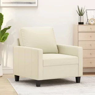 vidaXL Fotel, kremowy, 60 cm, obity sztuczną skórą - Sofy i kanapy - miniaturka - grafika 1