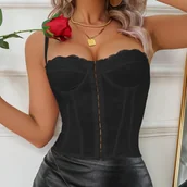 Gorsety - Klasyczny gorset na ramiączkach - Czarny - miniaturka - grafika 1