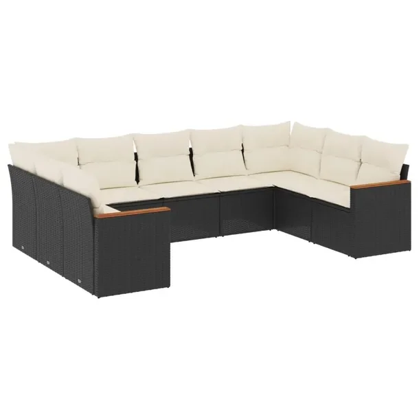 Zestaw mebli ogrodowych modułowych, rattan PE, czarny, wymiary: 62x62x69 c