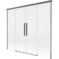 Parawany nawannowe - Mexen Rox parawan nawannowy 2-skrzydłowy rozsuwany 190 x 150 cm, transparent, gun gray szczotkowany - 8C9-190-002-66-00 - miniaturka - grafika 1