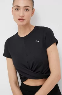 Puma t-shirt do jogi Studio Yogini Lite Twist kolor czarny - Koszulki sportowe damskie - miniaturka - grafika 1