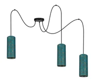 Lampy sufitowe - Żyrandol na lince AVALO 3xE27/60W/230V turkusowy/złoty - miniaturka - grafika 1
