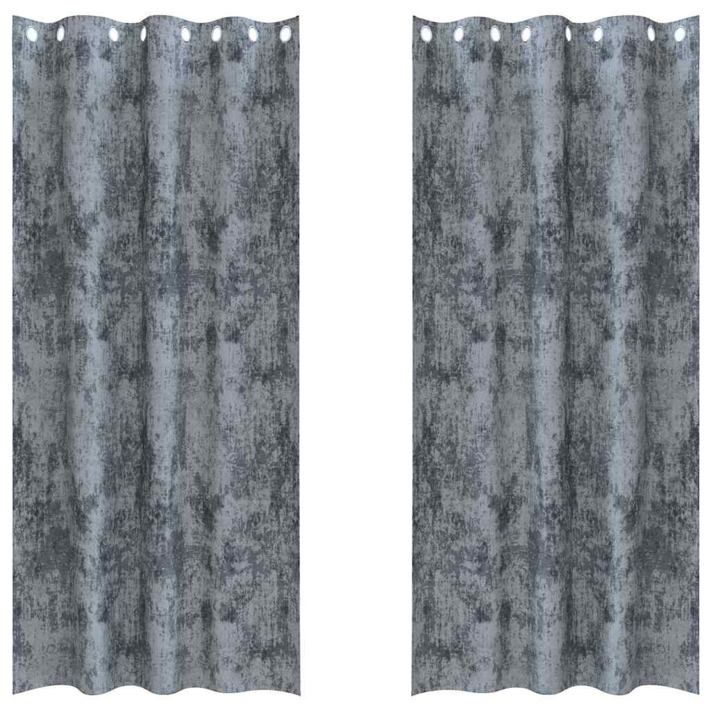vidaXL Zasłona z zasłonami 2 pcs Srebrny szary 245 x 140 cm Aksamit