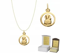 Biżuteria dla dzieci - Złoty łańcuszek pr. 585 Medalik Matka Boska Chrzest Komunia 45 cm AZ1MZ2 - miniaturka - grafika 1