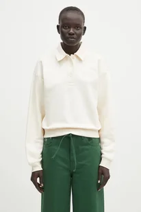 Lacoste bluza bawełniana damska kolor beżowy gładka SF0351 - Bluzy damskie - miniaturka - grafika 1