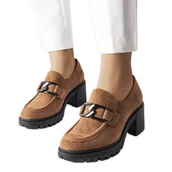 Półbuty damskie - Brązowe półbuty ze skórzana wkładką Vinceza - miniaturka - grafika 1