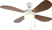 Wentylatory sufitowe - Wentylator sufitowy Classic 105 cm biały / orzech z oświetleniem i łańcuszkami do ciągnięcia - miniaturka - grafika 1