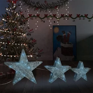 vidaXL vidaXL Dekoracja świąteczna: 3 gwiazdy, srebrna siatka z LED - Oświetlenie świąteczne - miniaturka - grafika 1