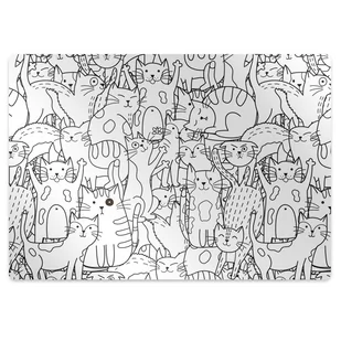 Podkładka pod fotel Koty w stylu Doodle 120x90 cm - Podnóżki, podpórki, podkładki - miniaturka - grafika 1