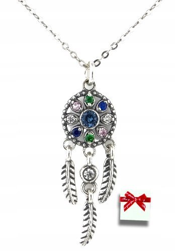 Naszyjnik łapacz snów,srebro 925 kolorowy wisiorek łańcuszek dla kobiet