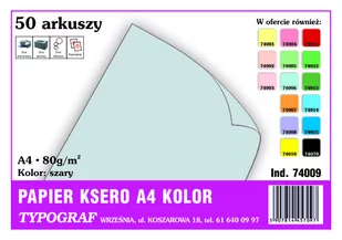 Papier kolorowy ksero Typograf A4 80 g szary - Papier do drukarek - miniaturka - grafika 1