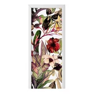 Naklejki na ścianę - Naklejka na drzwi HOMEPRINT Piękne kwiaty egzotyczne 75x205 cm - miniaturka - grafika 1