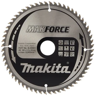 Makita B-32390 piła tarczowa do cięcia drewna 190x30 mm 60 zębów T.C.T. Makforce - Tarcze do pił - miniaturka - grafika 1
