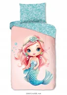 Pościel dla dzieci - Pościel dla dziecka syrenka łuski 135x200 bawełniana różowa błękitna - miniaturka - grafika 1