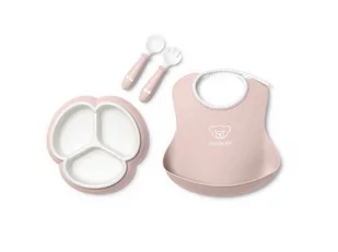 BABYBJORN - Zestaw do karmienia Mealtime - Powder Pink one size - Zestawy naczyń dla dzieci - miniaturka - grafika 1