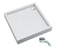 Brodziki prysznicowe - SCHEDPOL SCHEDLINE COLLECTION Brodzik kwadratowy zintegrowany FAVORY PLUS WHITE STONE 80x80x16 z systemem STABILSOUND PLUS 3ST.F1K-8080/B/ST GRATIS SYFON 90 MM- - miniaturka - grafika 1