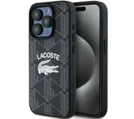 Etui i futerały do telefonów - Lacoste hardcase Monogram Vintage Logo MagSafe do iPhone 15 Pro Czarny - miniaturka - grafika 1