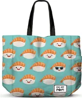 Torby i wózki na zakupy - Torba Zakupowa Plażowa Modna Oh My Pop! Turkusowa Nigiri 46x35x10 cm - miniaturka - grafika 1