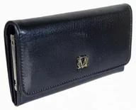 Portfele - Wygodny Portfel Damski MARCO (PL) 16 cm Klamra Skóra Naturalna NIEBIESKI LAKIEROWANY PD-09 - miniaturka - grafika 1