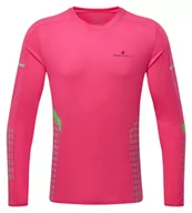 Koszulki sportowe męskie - RONHILL Koszulka biegowa męska TECH AFTERHOURS L/S TEE różowa - miniaturka - grafika 1