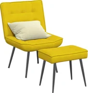 Fotele - vidaXL Fotel relaksacyjny ze stołkiem Żółty aksamit - miniaturka - grafika 1