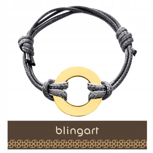 BLINGART Bransoletka damska SZNURKOWA SZARA KÓŁKO ZŁOTE STAL REGULOWANA - Bransoletki - miniaturka - grafika 1
