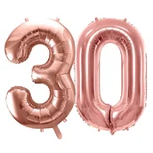 Balony i akcesoria - Balony foliowe Cyfra 30 - 86 cm - Różowe Złoto - duże na URODZINY - miniaturka - grafika 1
